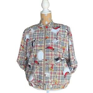 Tee Time Vintage Golf Snapshot Novelty Print Bomber Styled Jacket Small